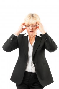  woman with headache or burnout