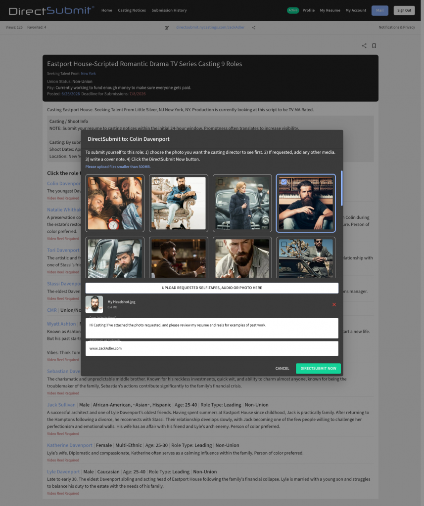 DirectSubmit Screen